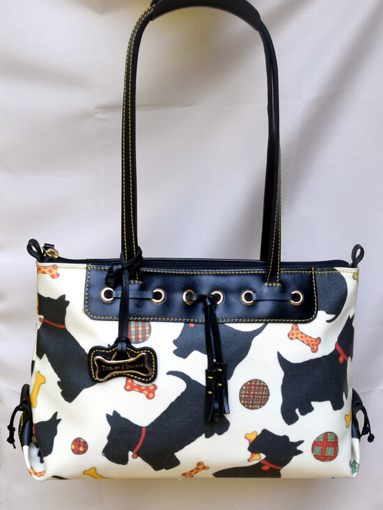 Dooney & Bourke Handbags - Dooney & Bourke Scottie Dog Print Tote Shoulder Bag USA Vintage Coated Canvas